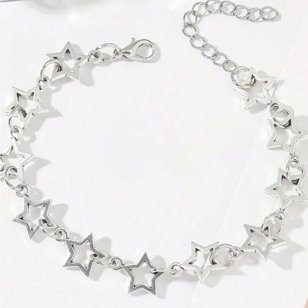 Silver Star Chain Bracelet with Adjustable Clasp